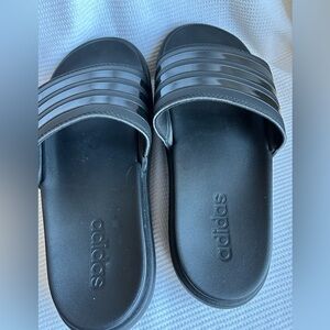 Adidas Black Adilette Platform Slides Women's Size 8 New Sporty Casual